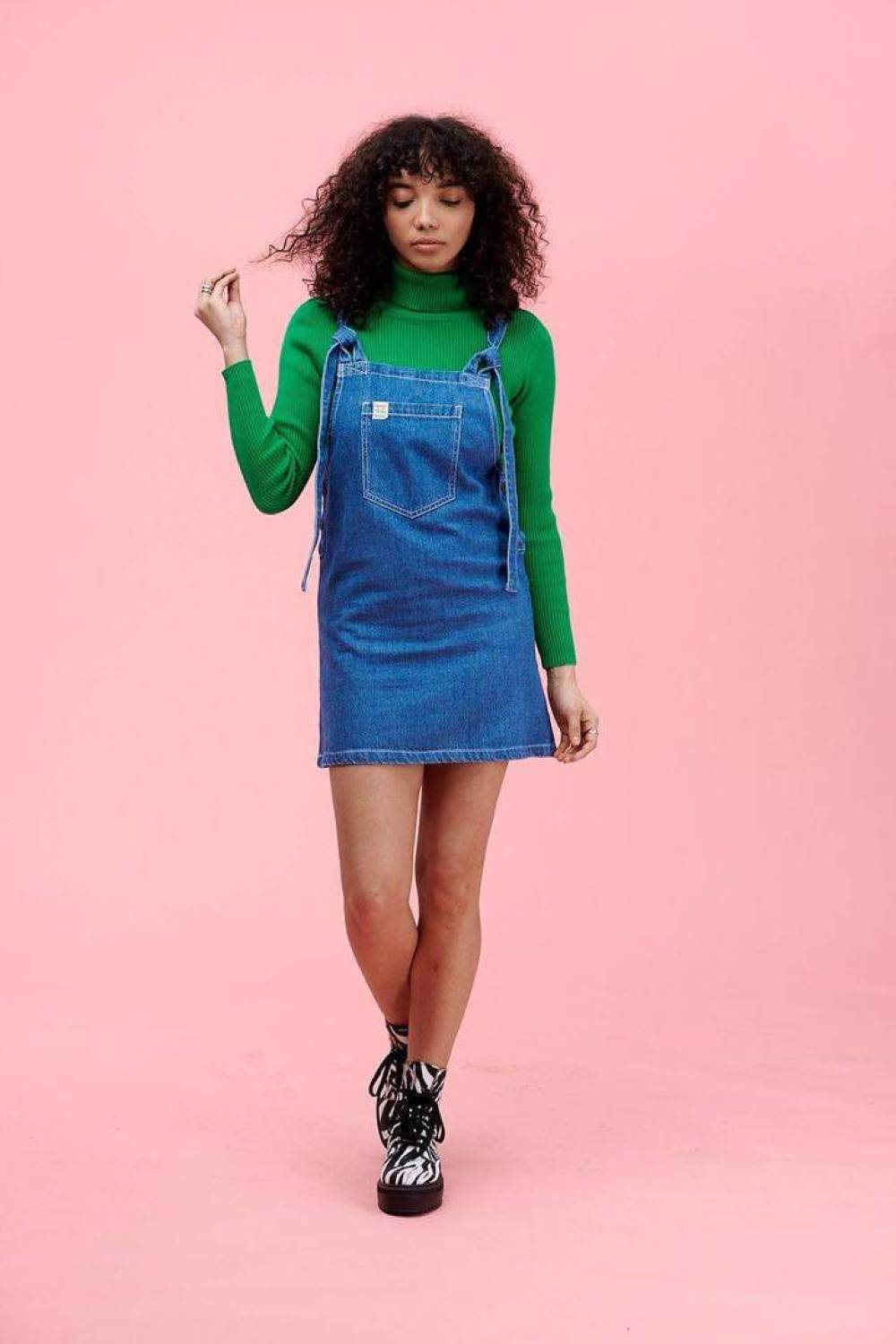 'Organik Mini Pini' Soft Denim Elbise